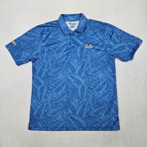 Champion Men's Large UCLA Bruins Embroidered Logo‎ Blue Floral Short Sleeve Polo